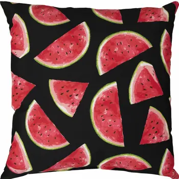 22" Black And Red Watermelon Indoor Outdoor Throw Pillow