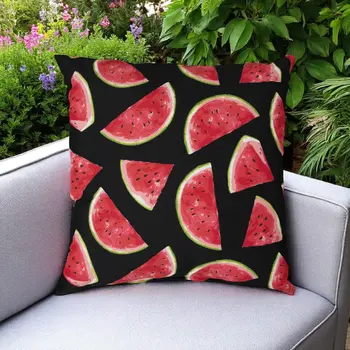 22" Black And Red Watermelon Indoor Outdoor Throw Pillow