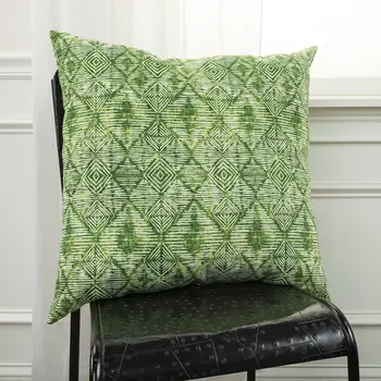 22" Green Ikat Diamond Indoor Outdoor Throw Pillow