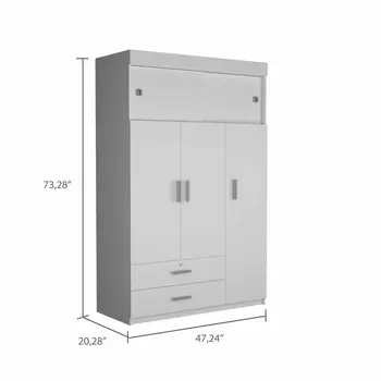 73" White Two Drawer Combo Dresser