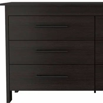 59" Black Six Drawer Double Dresser