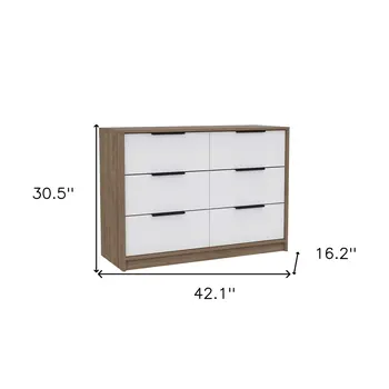42" Brown and White Four Drawer Dresser
