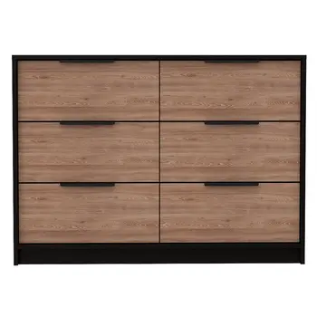 42" Brown and Black Four Drawer Dresser