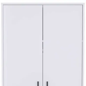 71" White Wood Two Door Single Drawer Combo Dresser
