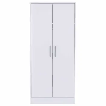 71" White Wood Two Door Single Drawer Combo Dresser