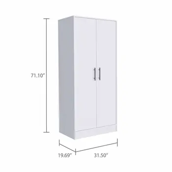71" White Wood Two Door Single Drawer Combo Dresser