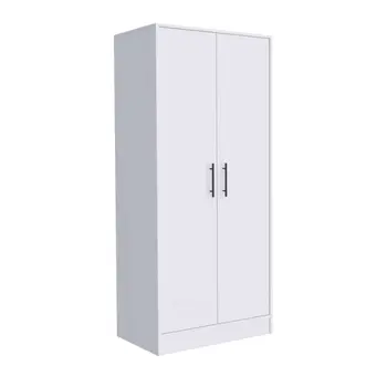 71" White Wood Two Door Single Drawer Combo Dresser