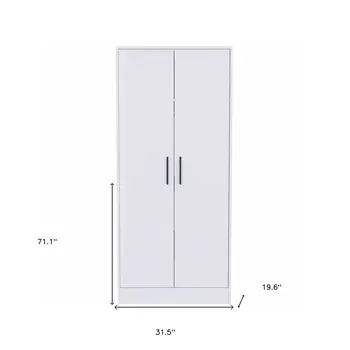 71" White Wood Two Door Single Drawer Combo Dresser
