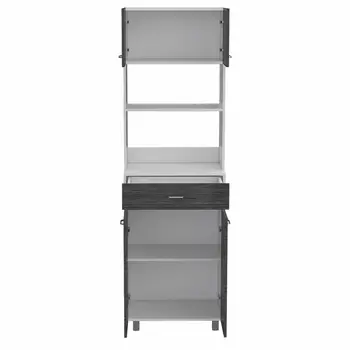 79" Gray Pantry Cabinet with Three Storage Shelves