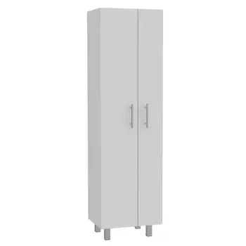 71" White Versatile Tall Pantry Cabinet with Five Shelves