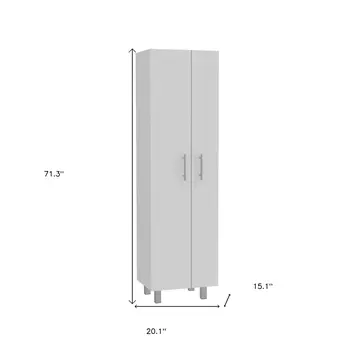71" White Versatile Tall Pantry Cabinet with Five Shelves