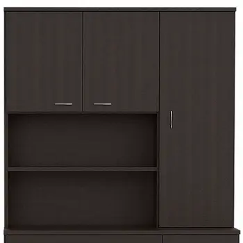 67" Modern Black Pantry Cabinet with Five Shelves