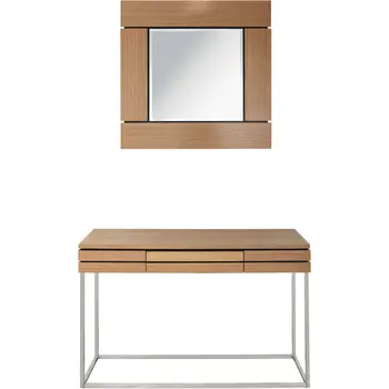 47" Brown and Silver Wood Frame Console Table With Drawer