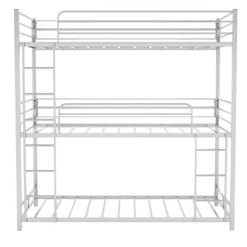 Silver Twin Over Twin Over Twin Traditional Bunk Bed