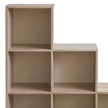 Classic Natural Finish Six Cubby Stepped Bookcase