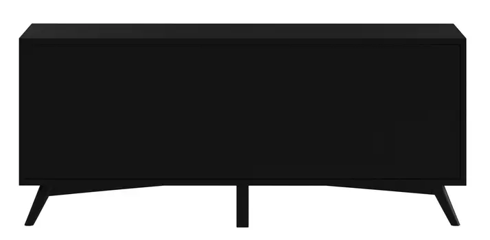 64" Black Mahogany Solid Wood Enclosed and Open Storage TV Stand