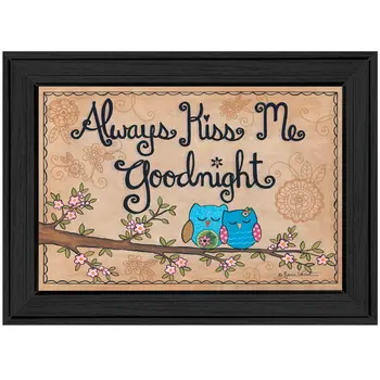 Always Kiss Me Good Night Black Framed Print Wall Art