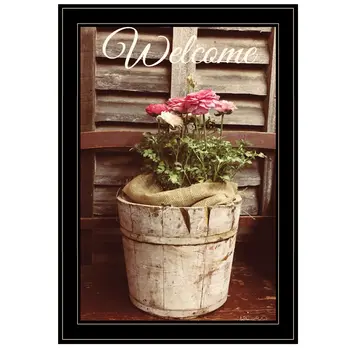 Welcome Roses 2 Black Framed Print Wall Art