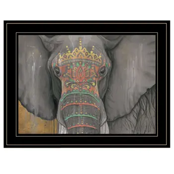 Tattooed Elephant 2 Black Framed Print Wall Art