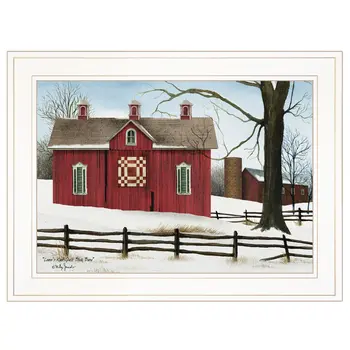 Lovers Knot Quilt Block Barn 1 White Framed Print Wall Art