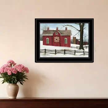 Lovers Knot Quilt Block Barn 2 Black Framed Print Wall Art