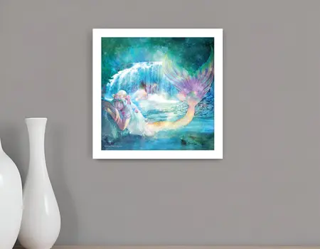 Woodland Cove Mermaid 2 White Framed Print Wall Art