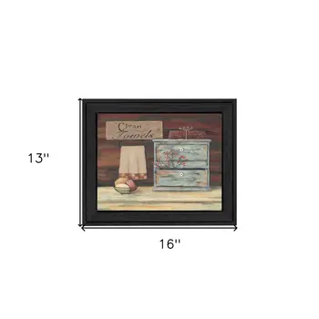 Clean Towels 1 Black Framed Print Bathroom Wall Art