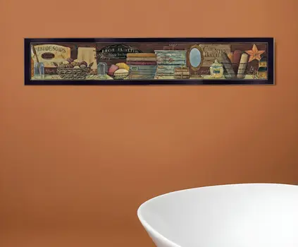 Country Bath Shelf 4 Black Framed Print Bathroom Wall Art