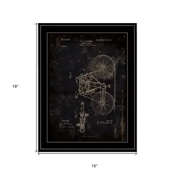 Motor Bike Patent Black Framed Print Wall Art