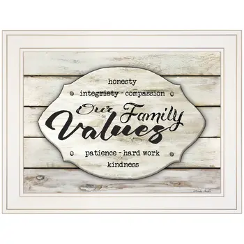 Our Family Values 2 White Framed Print Wall Art