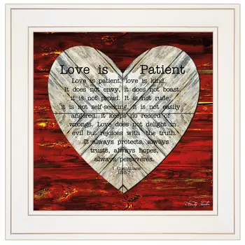 Love is Patient 1 White Framed Print Wall Art