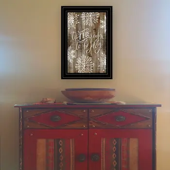 Tis the season Snowflakes 2 Black Framed Print Wall Art