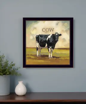 Colby the Cow Black Framed Print Wall Art