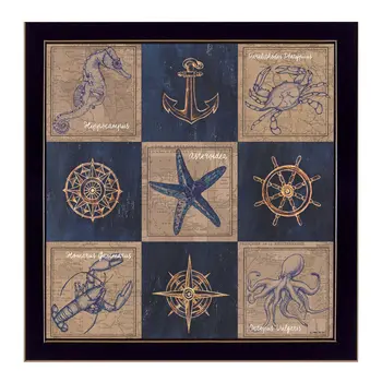 Coastal Collage I Black Framed Print Wall Art