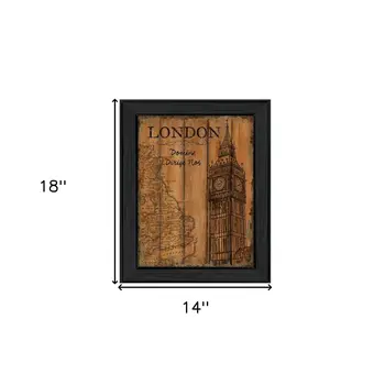 London Travel Poster Black Framed Print Wall Art
