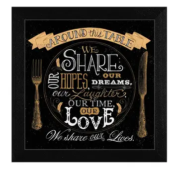 Around this Table Black Framed Print Wall Art
