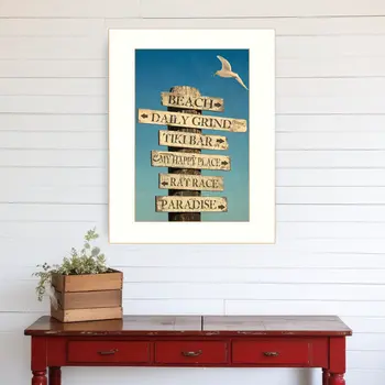 Beach Directional 2 White Framed Print Wall Art