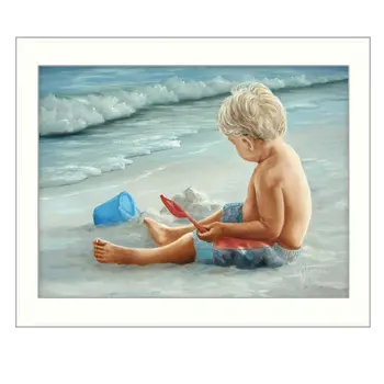 In the Sand White Framed Print Wall Art