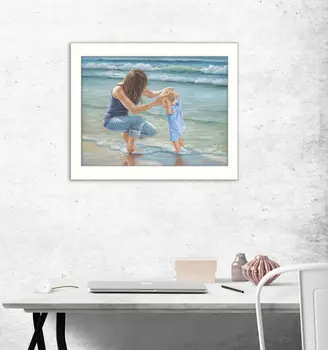 Playing in the Water White Framed Print Wall Art