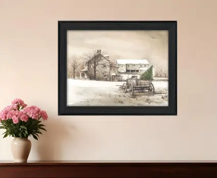 Bringing Home the Tree 1 Black Framed Print Wall Art