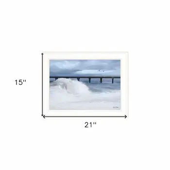 Blue Waves 1 White Framed Print Wall Art