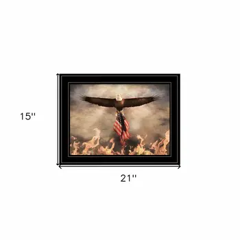 Bald Eagle Rescues The Flag Black Framed Print Wall Art