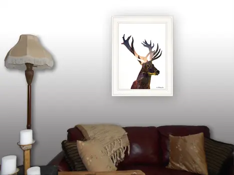 Deer in the Forest 1 White Framed Print Wall Art