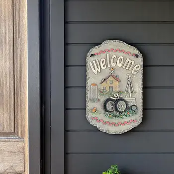 13" X 8" Gray And Beige Polyresin Welcome Sign Wall Decor