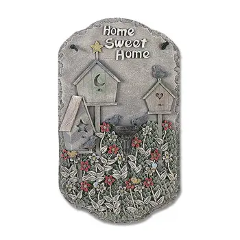 13" X 8" Gray And Ivory Bird Home Sweet Home Polyresin Wall Decor