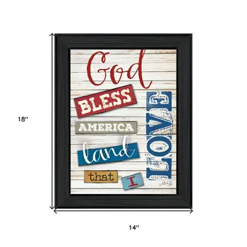 God Bless America Black Framed Print Wall Art