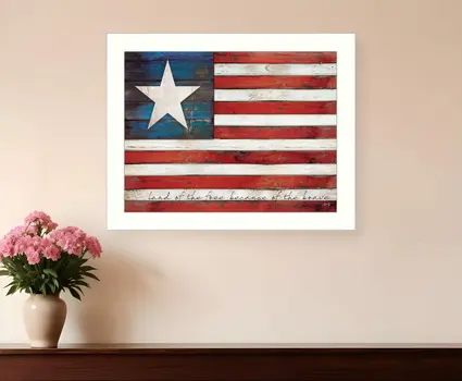Land of the Free White Framed Print Wall Art