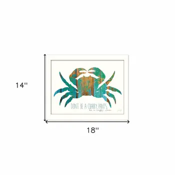 Dont be a Crabby Pants White Framed Print Wall Art