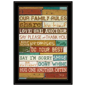 Our Family Rules 7 Black Framed Print Wall Art