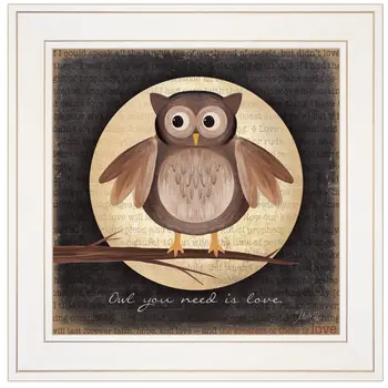 Owl You Need is Love 1 White Framed Print Wall Art